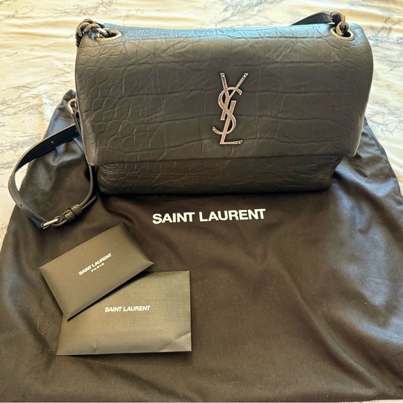 NWT! Authentic SAINT LAURENT Crocodile West Hollywood-Calfskin leather - Picture 2 of 12